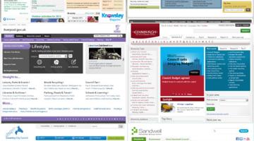 Six council website home pages from 2013