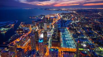 Coastal skyline at night