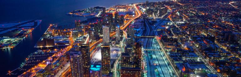 Coastal skyline at night